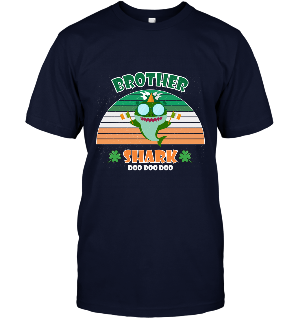 Irish Brother Shark Saint Patricks Day Family Shirt T-Shirt Navy