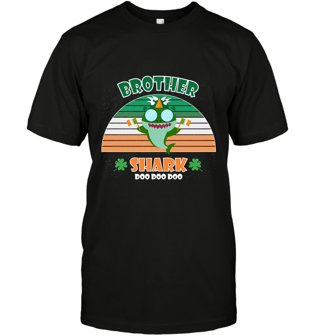 Irish Brother Shark Saint Patricks Day Family Shirt T-Shirt Black