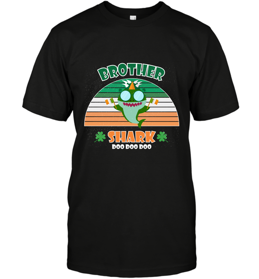 Irish Brother Shark Saint Patricks Day Family Shirt T-Shirt Black