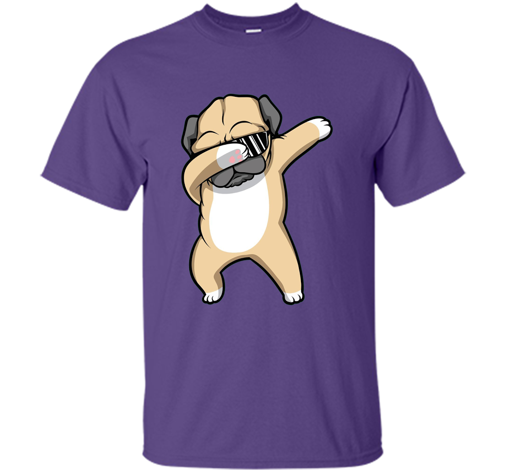 Dabbing Pug Shirt - Funny Cute Dog Dab Dance T-shirt Purple