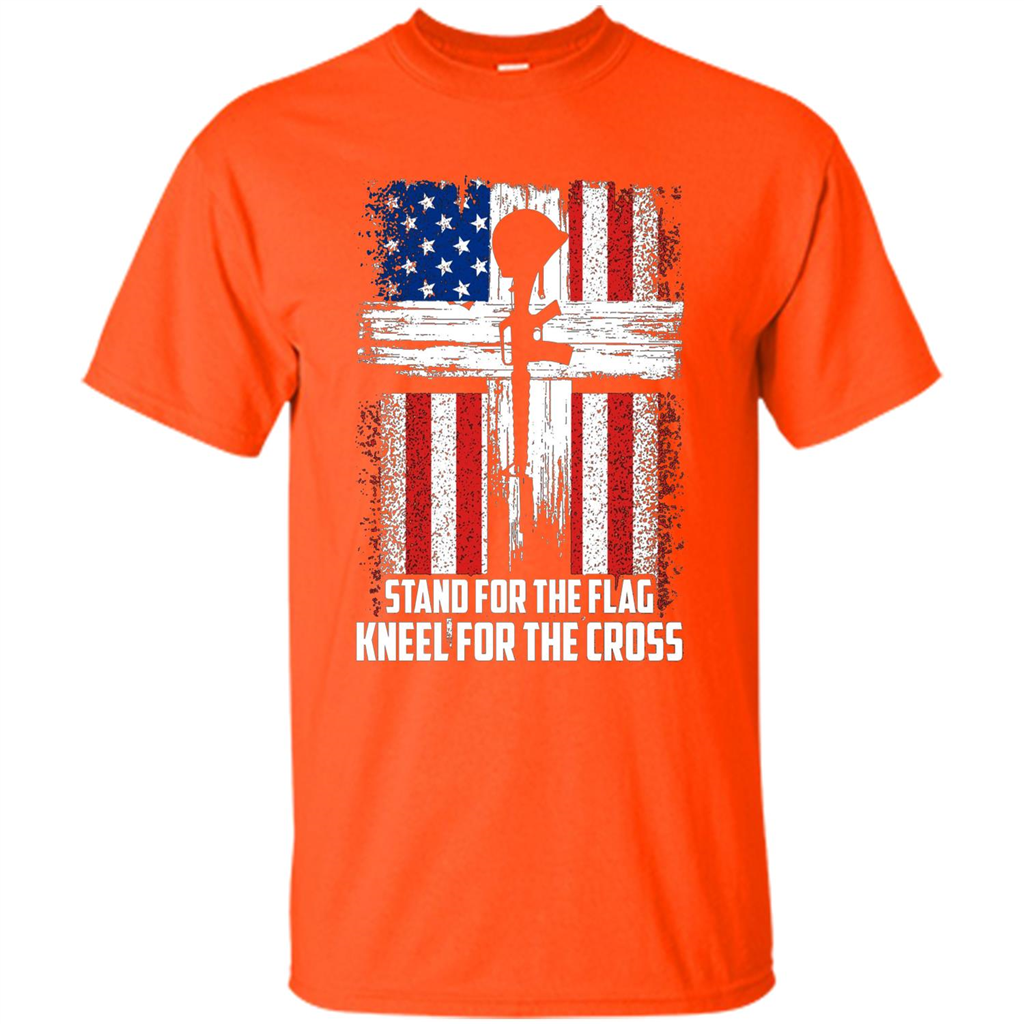 Military T-shirt Stand For The Flag Kneel For The Cross T-Shirt Orange