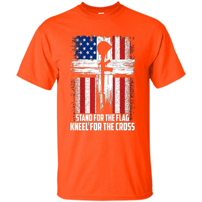 Military T-shirt Stand For The Flag Kneel For The Cross T-Shirt Orange