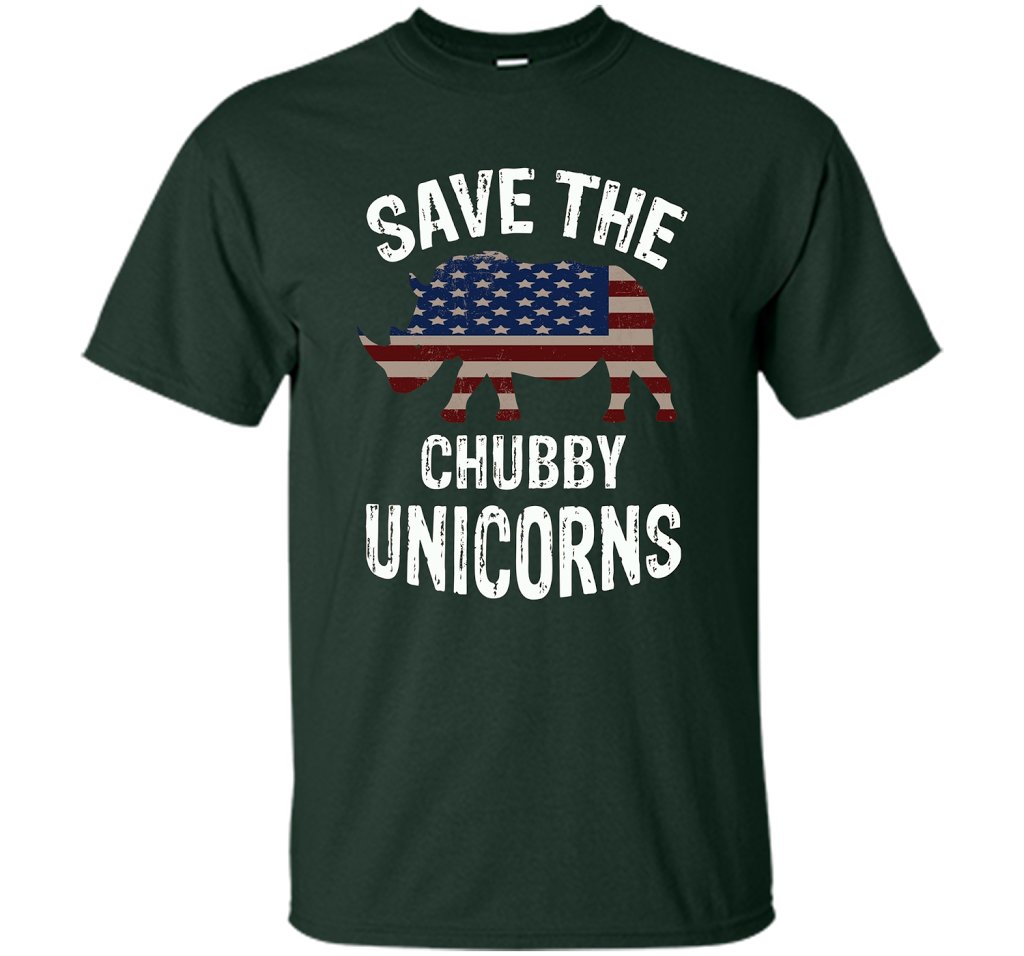 Save the Chubby Unicorns T-Shirt Funny t-shirt Forest Green
