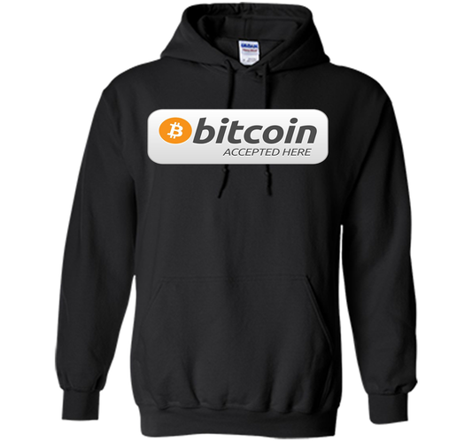 Bitcoin Accepted Here BTC Cryptocurrency T-shirt Black
