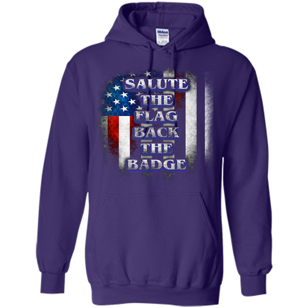 America Flag T-shirt Salute The Flag Back The Badge T-shirt Purple