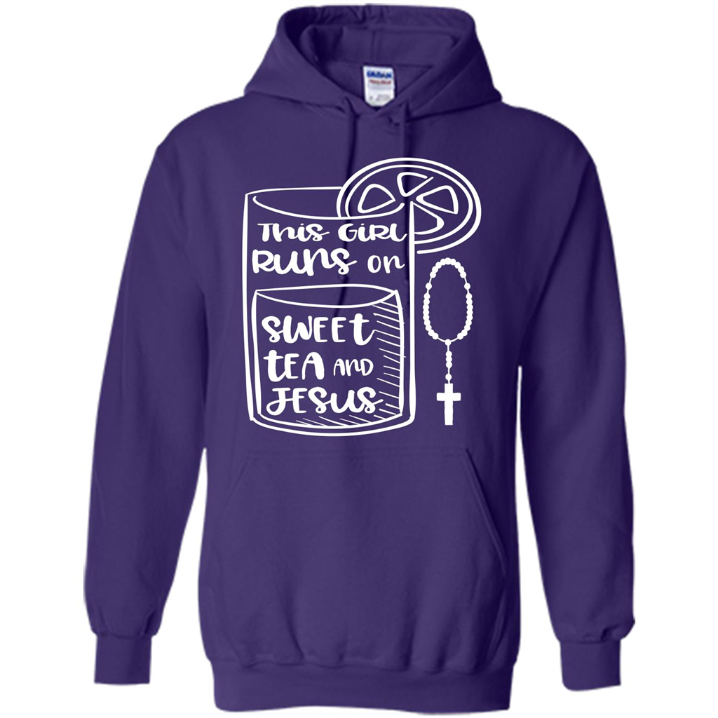 Christian T-shirt This Girl Runs on Sweet Tea and Jesus T-shirt Purple