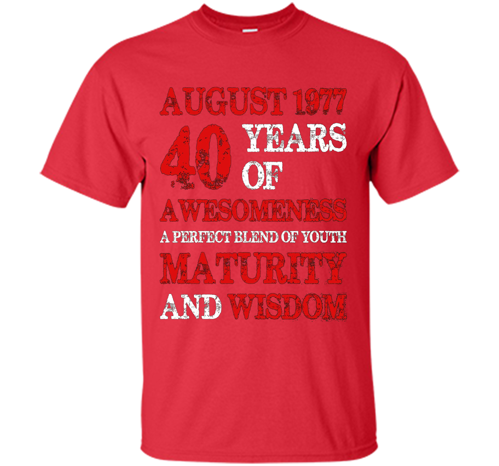 Vintage Limited August 1977 Edition - 40th Birthday Gift shirt Red