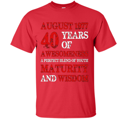 Vintage Limited August 1977 Edition - 40th Birthday Gift shirt Red