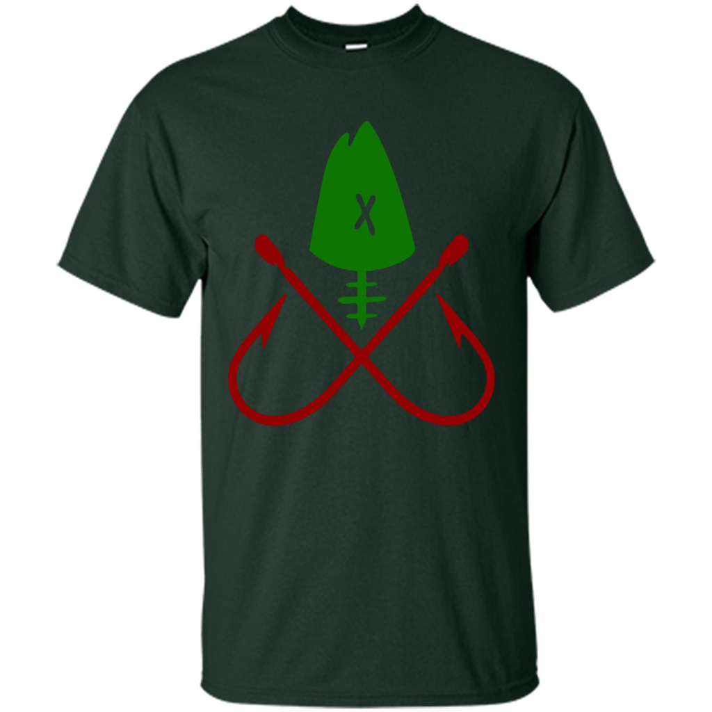 Fishing T-Shirt Skull And Crossed Hooks Forest Green