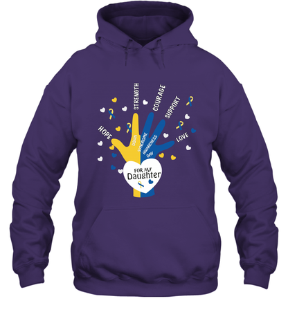 Hope Strength Courage Support Down Syndrome Awareness Day For My Daughter Shirt Hoodie Purple