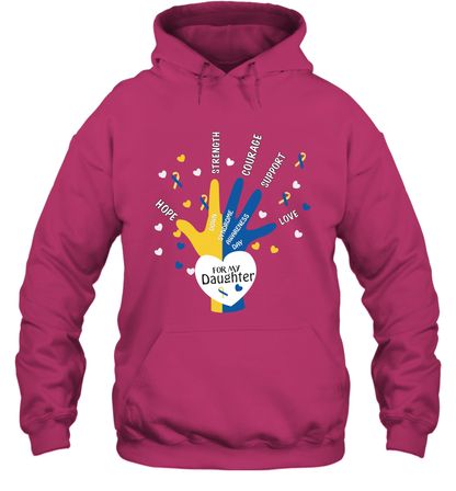Hope Strength Courage Support Down Syndrome Awareness Day For My Daughter Shirt Hoodie Heliconia