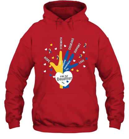 Hope Strength Courage Support Down Syndrome Awareness Day For My Daughter Shirt Hoodie Red