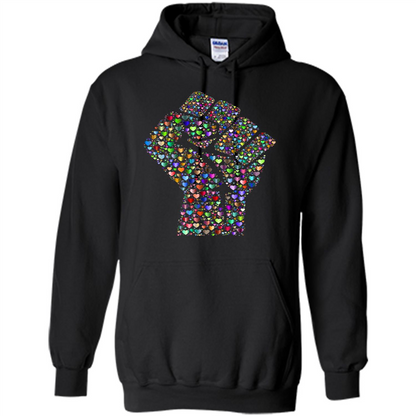 LGBTQ Pride T-shirt Resist Fist LGBTQ Pride Rainbow Hearts Black