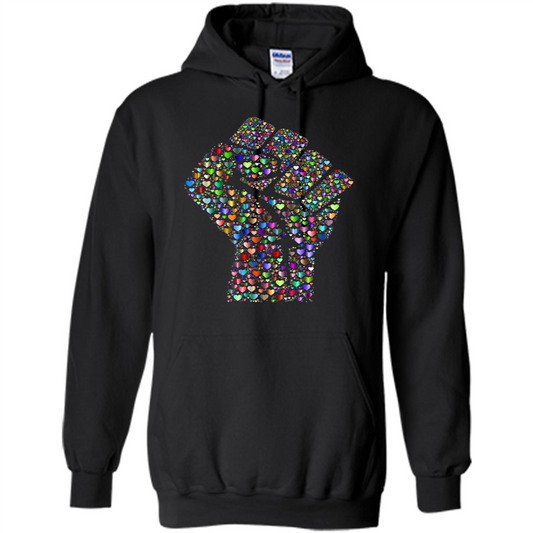 LGBTQ Pride T-shirt Resist Fist LGBTQ Pride Rainbow Hearts Black