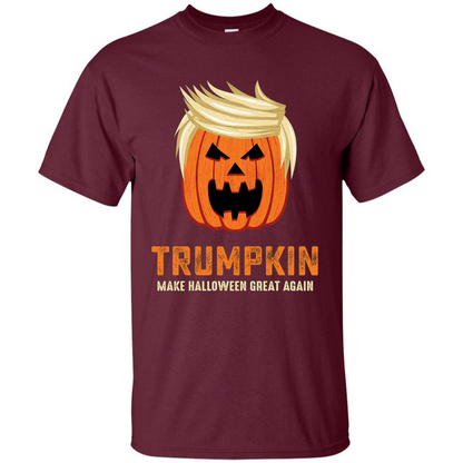Halloween Trumpkin Funny T-Shirt Make Halloween Great Again Maroon
