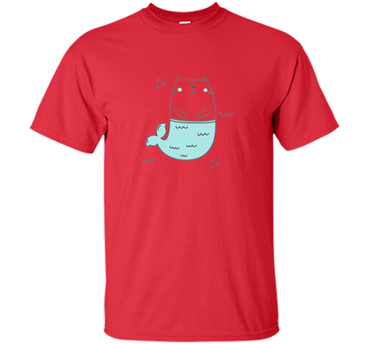 MerKitty Mermaid Cat Girls Shirt Blue shirt Red