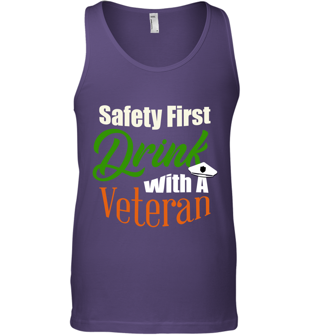 Safety First Drink With A Veteran Saint Patricks Day Shirt Tank Top Purple