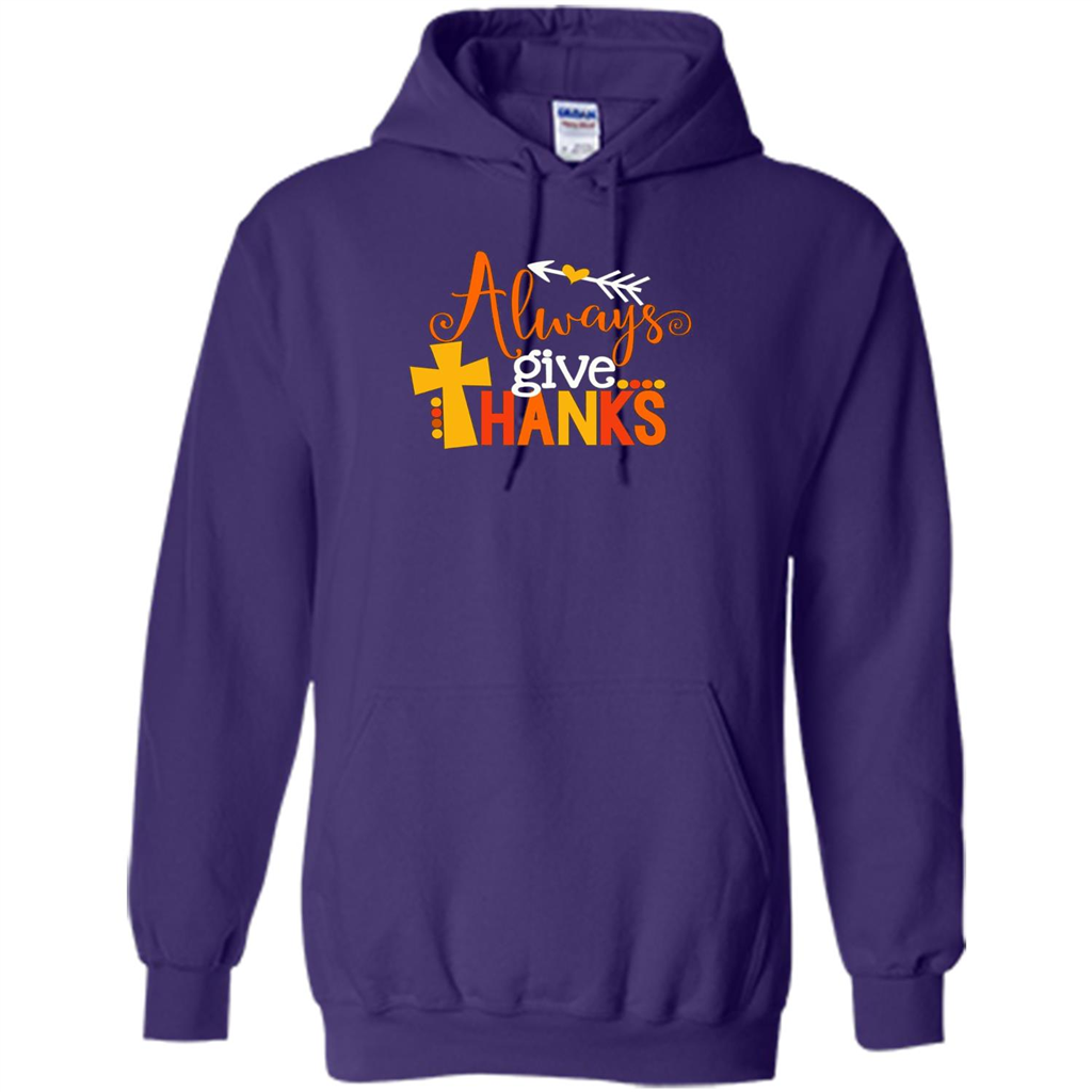 Cute Kids Thanksgiving Shirt - Always Give Thanks T-Shirt Purple