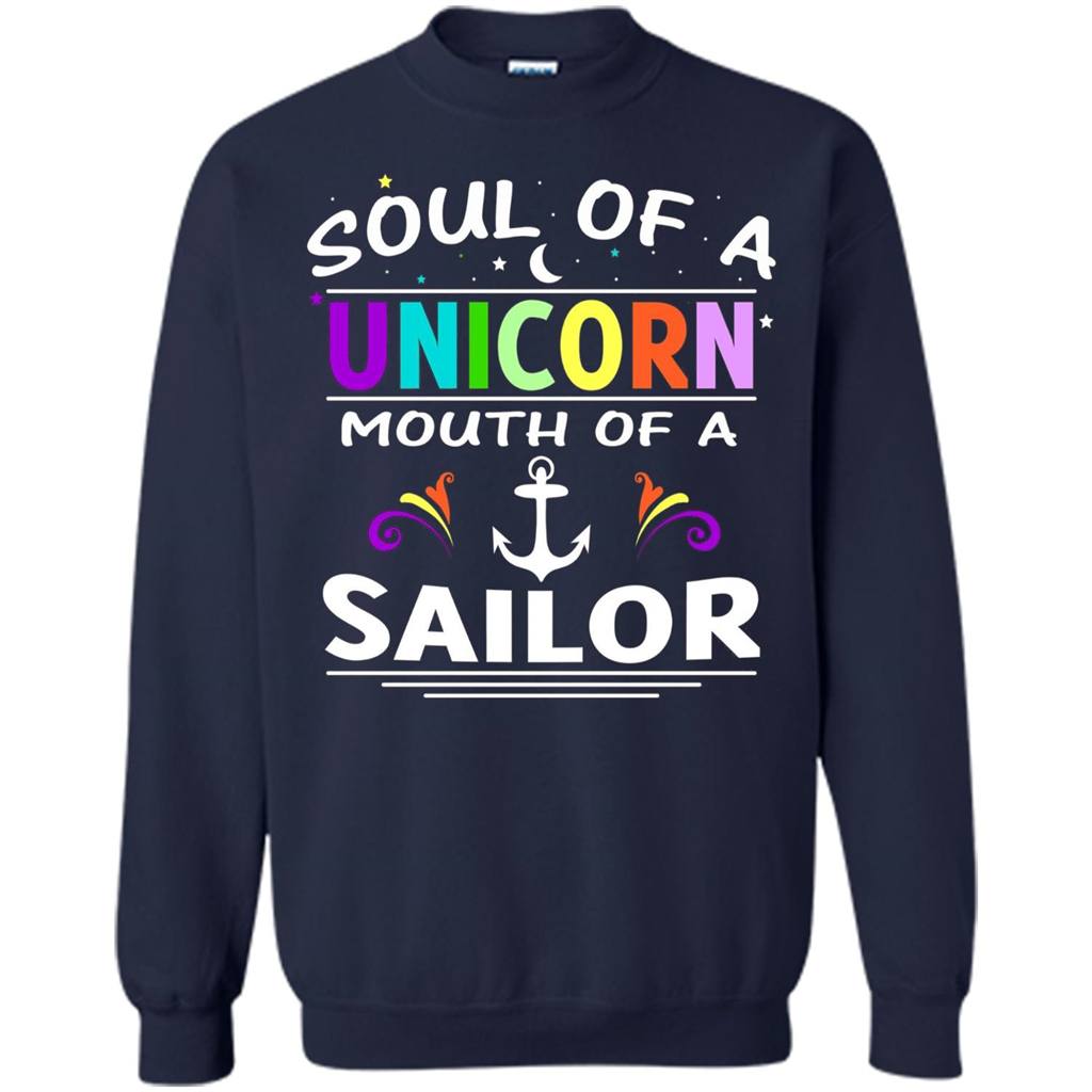 Unicorn Sailor T-shirt Soul Of A Unicorn Mouth Of A Sailor T-shirt Navy