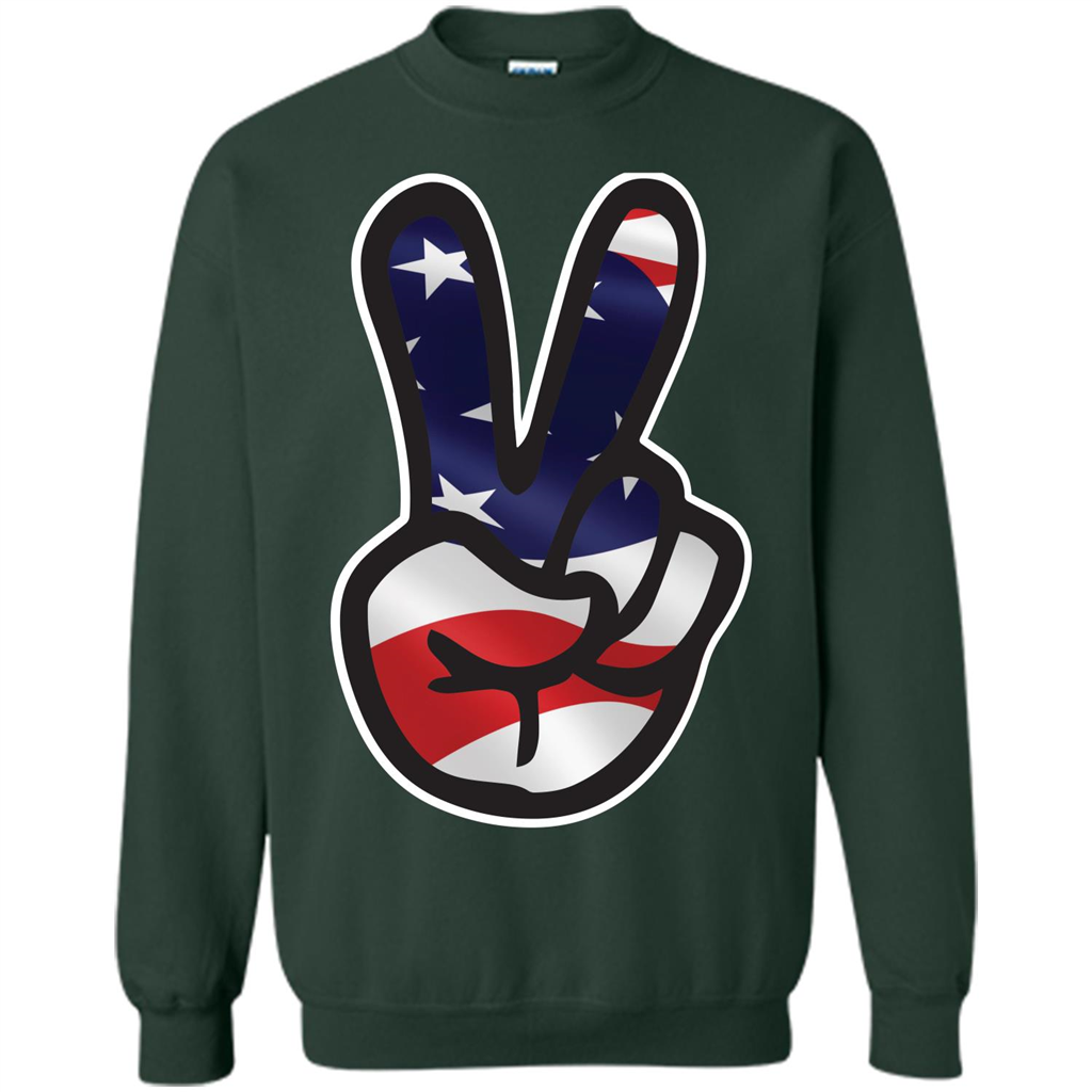 Amreican Flag Peace Guy T-shirt Forest Green