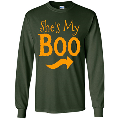 She's My Boo - Halloween Couples T-shirts For Him and Her Forest Green