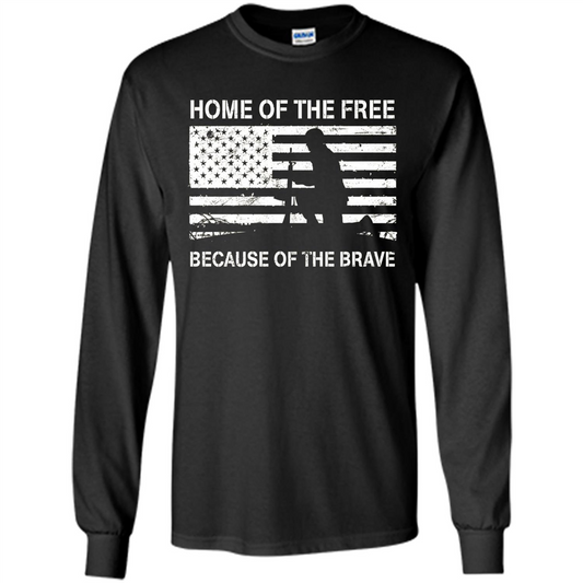 Military T-shirt Home Of The Free Because Of The Brave Black