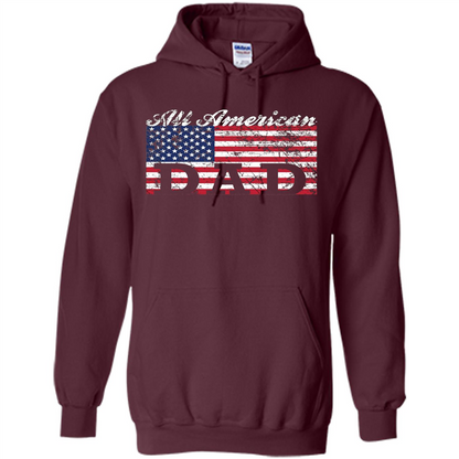 Fathers Day T-shirt All American Dad American Flag Maroon