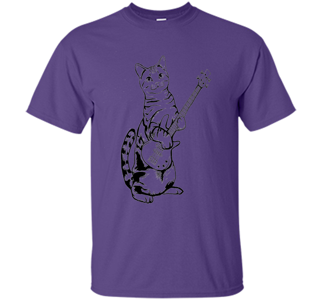 Bassist T-shirt Cat Playing Bass T-shirt Purple