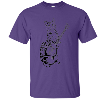 Bassist T-shirt Cat Playing Bass T-shirt Purple