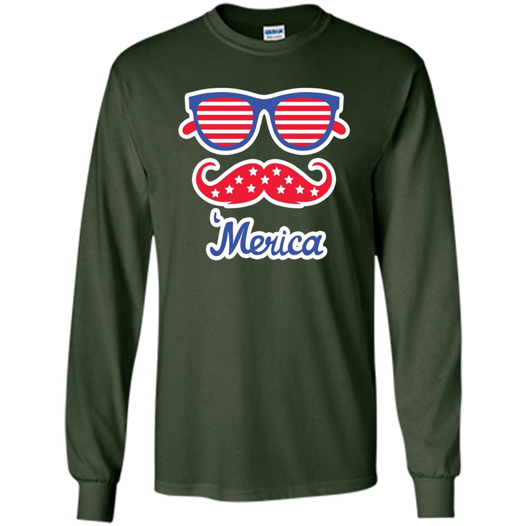 Merica Sunglasses Shirt Stars Stripes July 4th T-shirt Forest Green