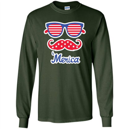 Merica Sunglasses Shirt Stars Stripes July 4th T-shirt Forest Green