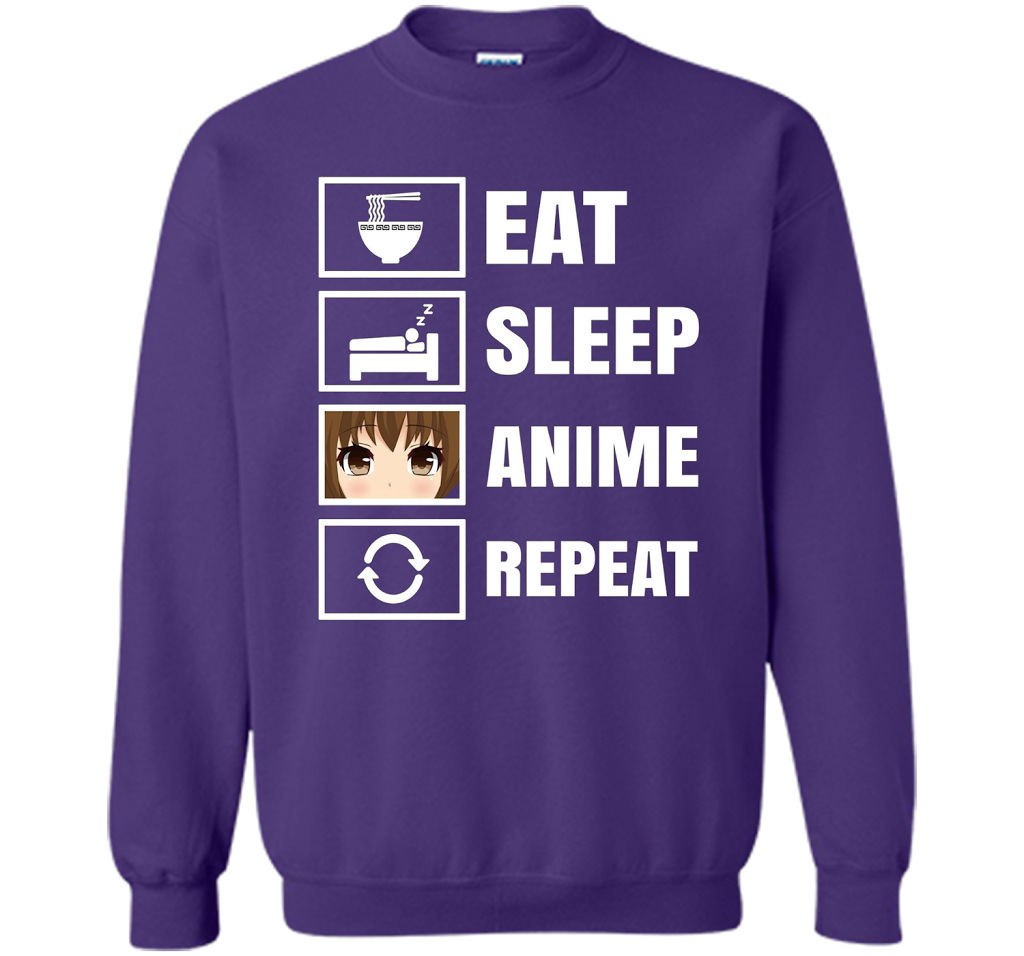 Eat Sleep Anime Repeart T-Shirt Funny Anime Geek cool shirt