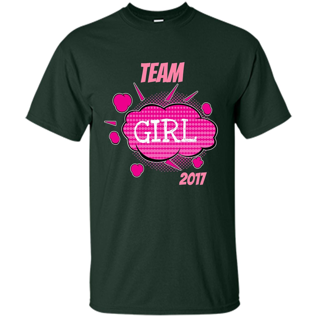Team Girl Baby Shower Gender Reveal Party Cute Pink T-shirt Forest Green