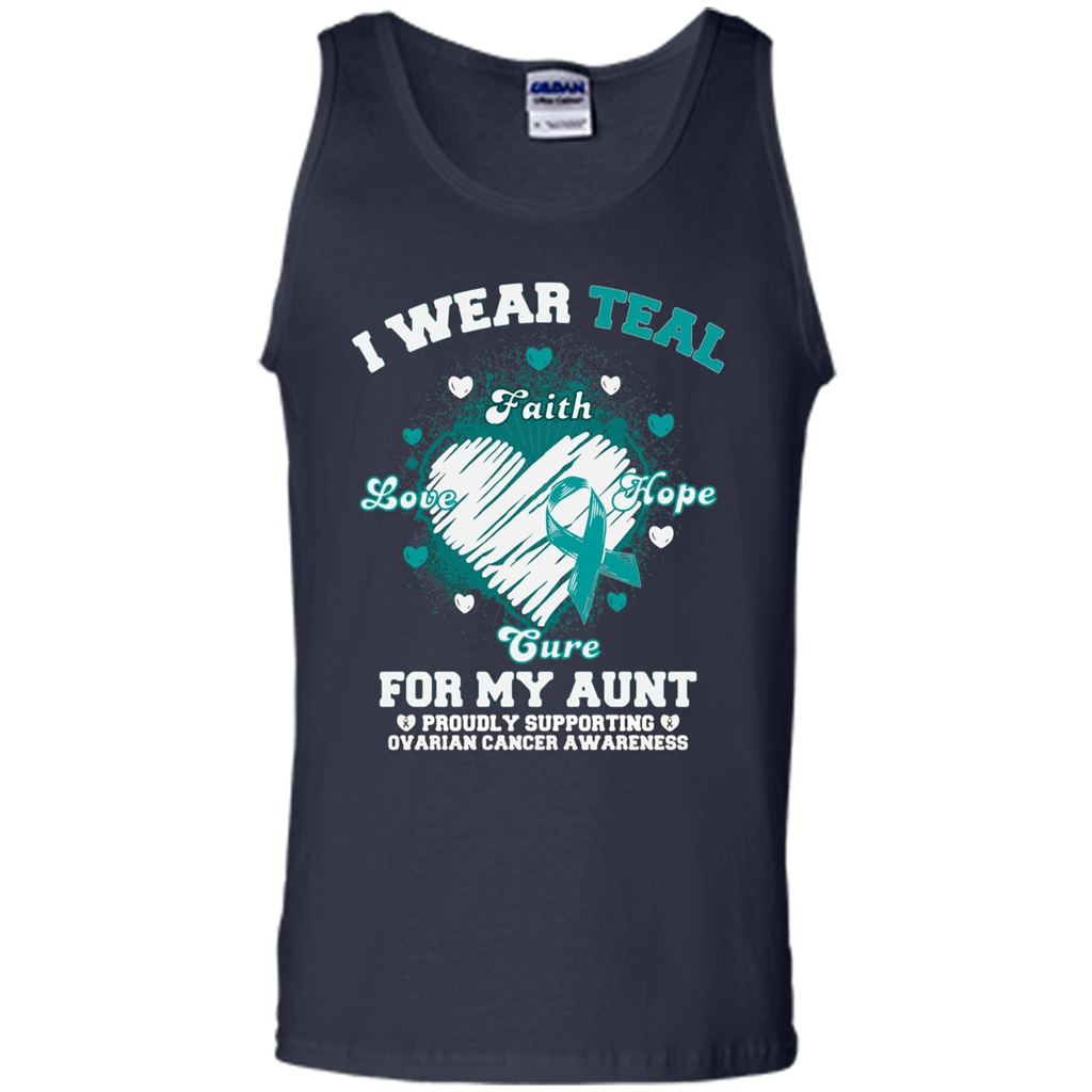 I Wear Teal For My Aunt - Ovarian Cancer Awareness T-Shirt Navy