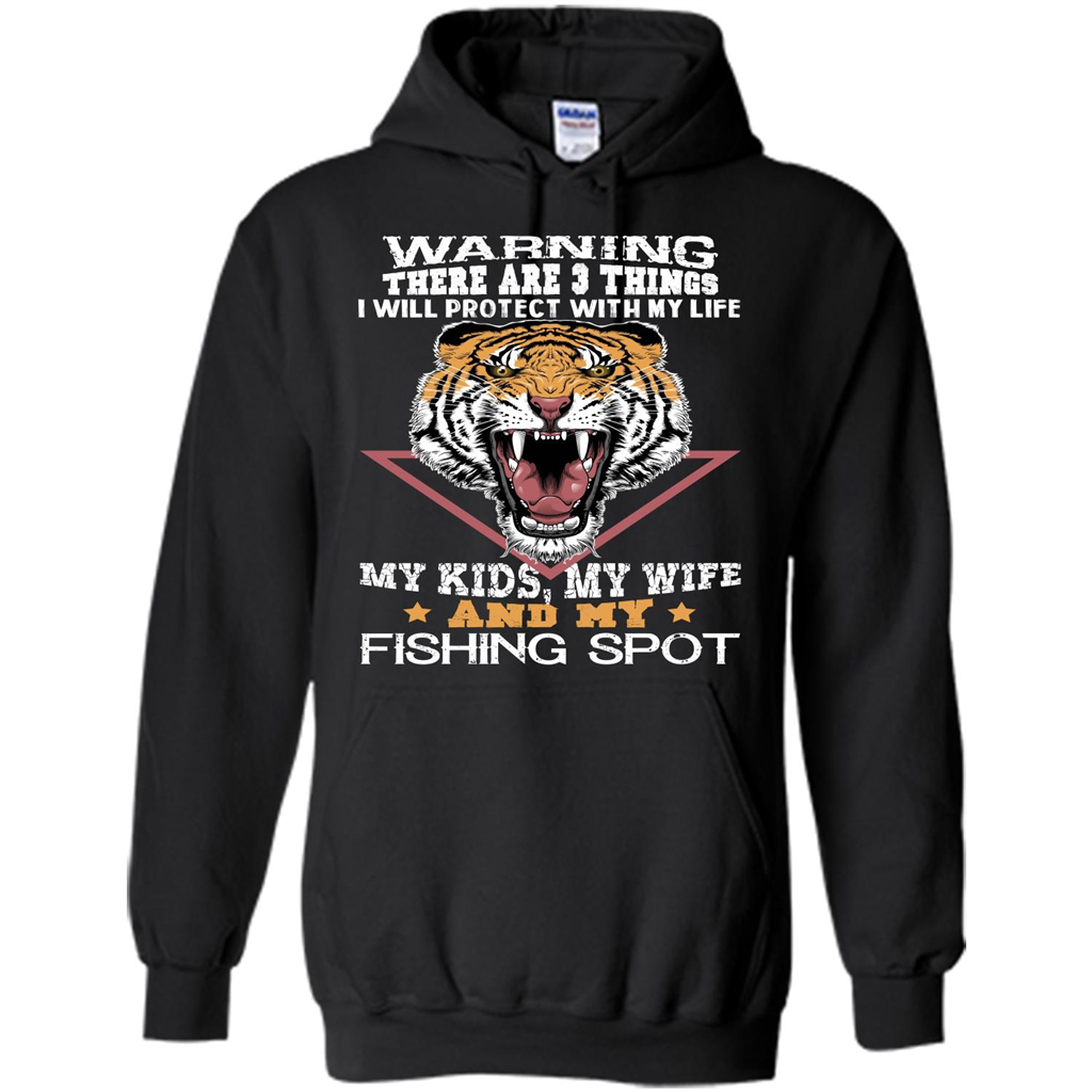 Fisherman T-shirt Warning There Are 3 Things I Will Protect With My Life Black