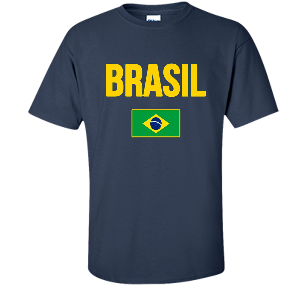 BRASIL T-shirt Brazilian National Country Flag Tee Camiseta cool shirt Navy