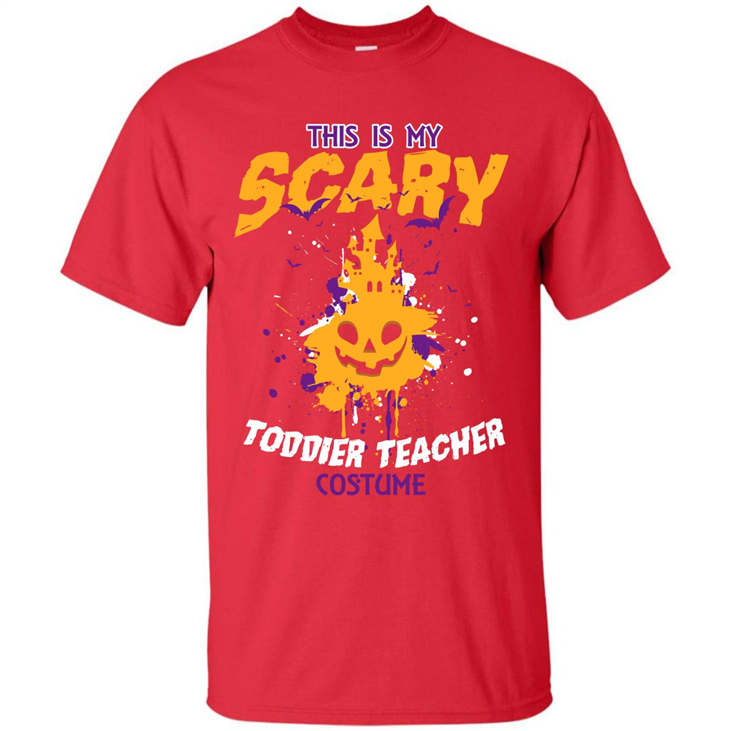 Halloween T-shirt This Is My Scary Toddier Teacher Costume T-shirt Red