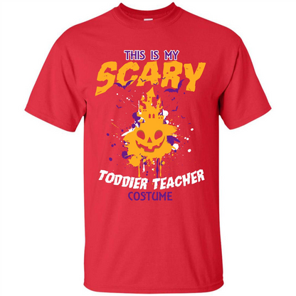 Halloween T-shirt This Is My Scary Toddier Teacher Costume T-shirt Red