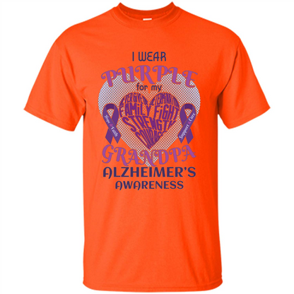 I Wear Purple For My Grandpa Alzheimer's Awareness T-Shirt Orange