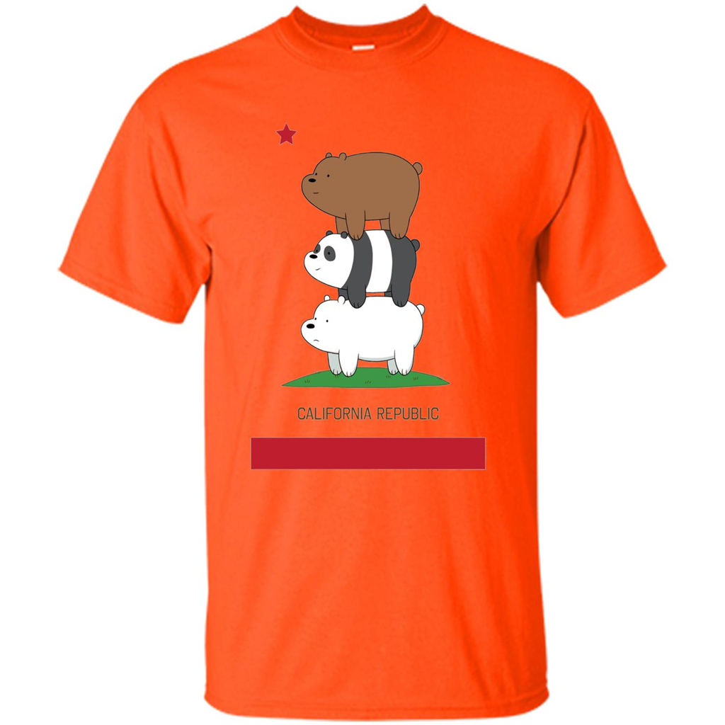 CN We Bare Bears California Flag Stack T-shirt Orange