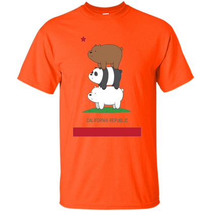 CN We Bare Bears California Flag Stack T-shirt Orange