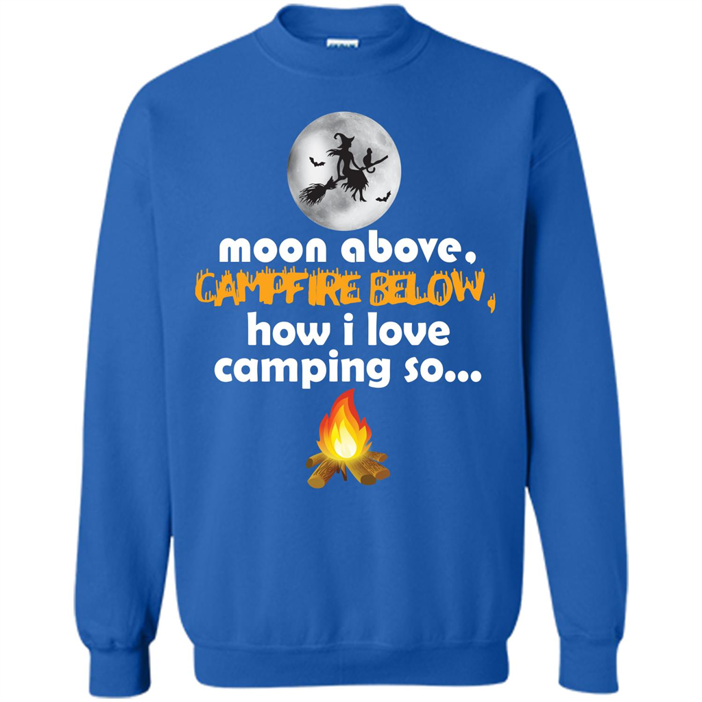 Halloween T-shirt Moon Above Campfire Below T-shirt Royal