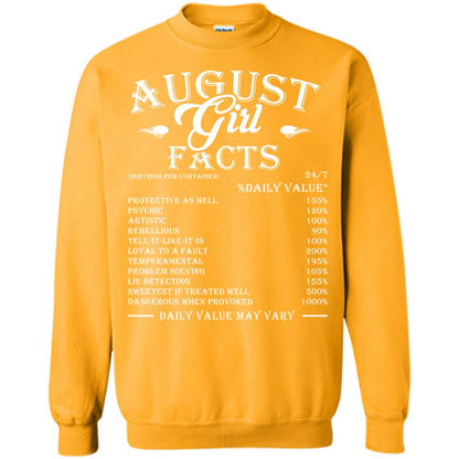 August Girl Facts T-shirt Gold
