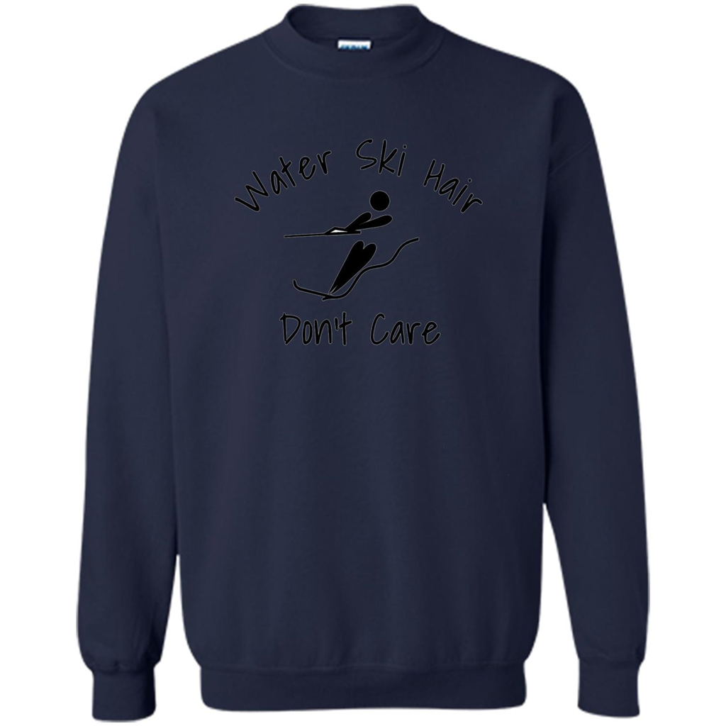 Water Ski Messy Hair Don't Care T-shirt Navy