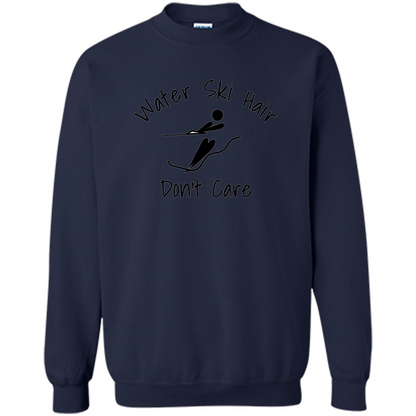 Water Ski Messy Hair Don't Care T-shirt Navy