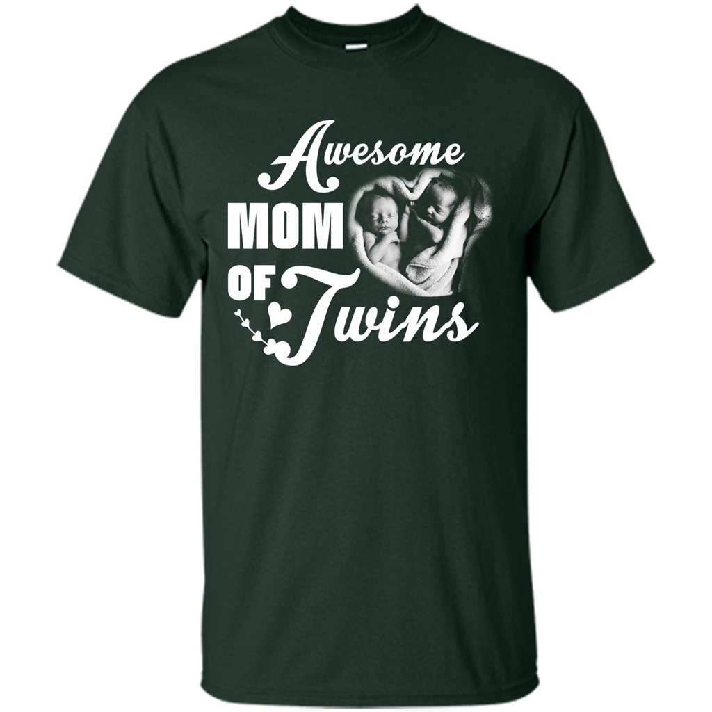 Mommy T-shirt Awesome Mom Of Twins Forest Green