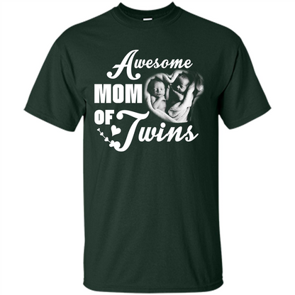 Mommy T-shirt Awesome Mom Of Twins Forest Green