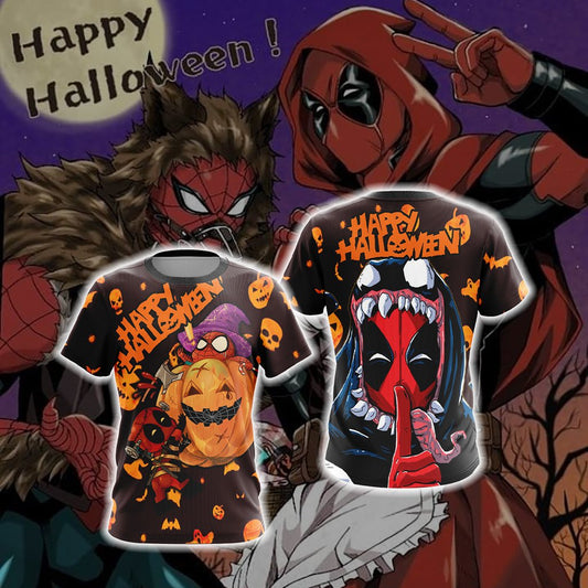 Deadpool x Spider Man - Halloween Unisex 3D T-shirt T-shirt