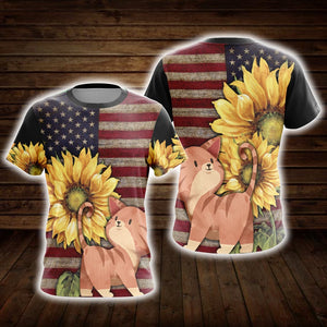 Cat Sunflower Unisex 3D T-shirt