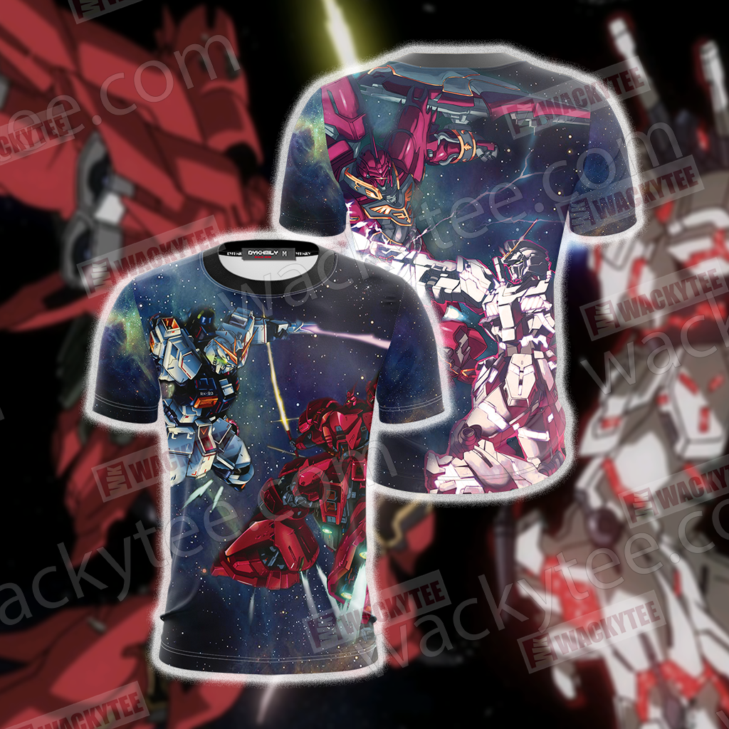 Mobile Suit Gundam Unicorn Gundam And Sinanju 3D T-shirt T-shirt
